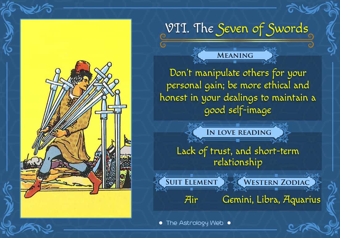 Is the 7 of swords a bad sign for your love life? Get very clear answers on what it means for relationships.